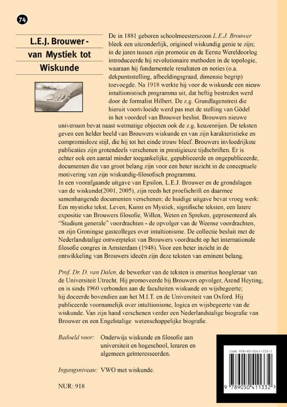 Achterkant van L.E.J. Brouwer, van mystiek tot wiskunde