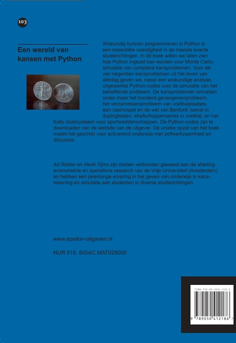 Achterkant van Een wereld van kansen met Python