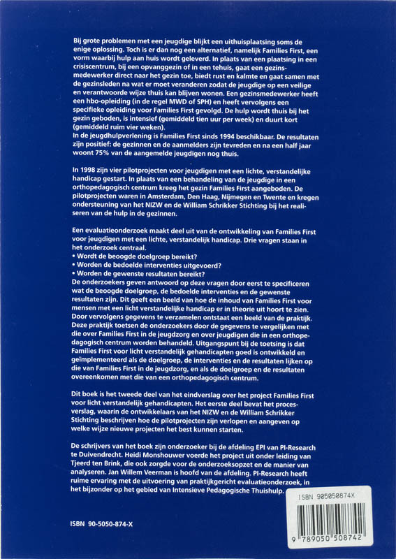 Achterkant van Families first voor licht verstandelijk gehandicapten