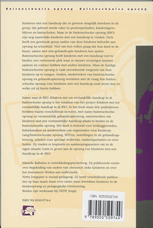 Achterkant van Samen naar de BSO