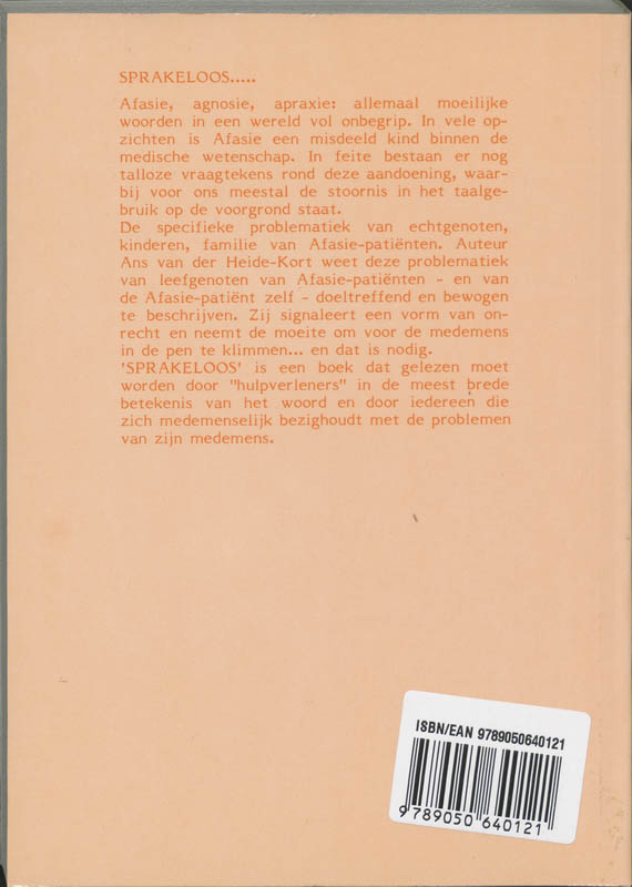 Achterkant van Sprakeloos...