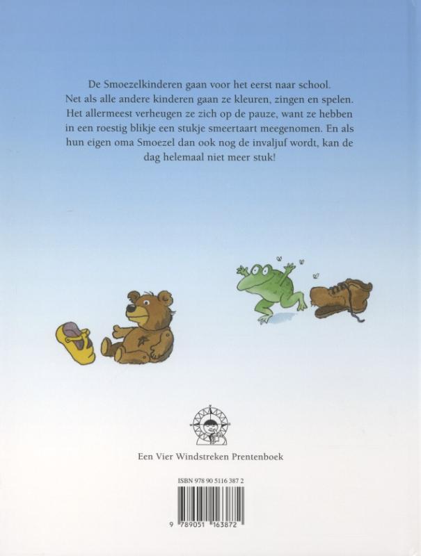 Achterkant van De Smoezels gaan naar school