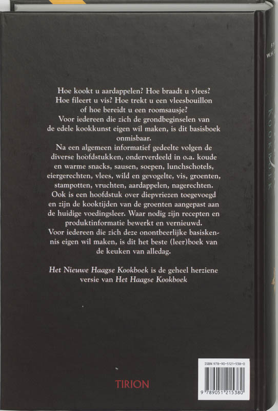 Achterkant van Het nieuwe Haagse kookboek