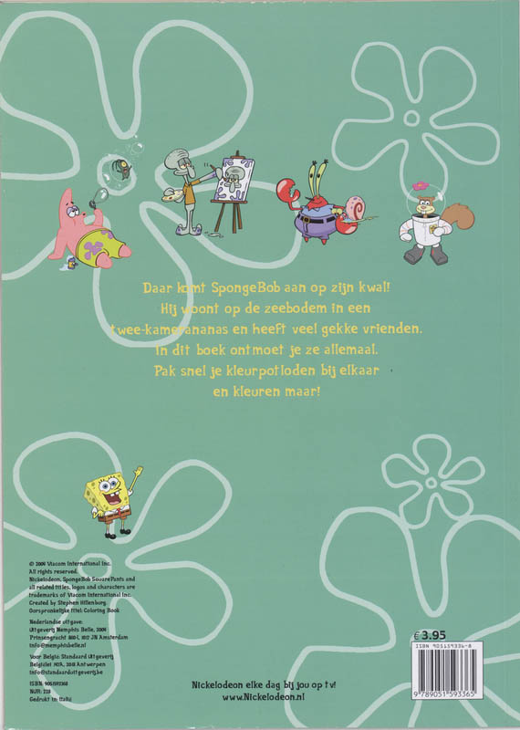 Achterkant van SpongeBob kleurboek