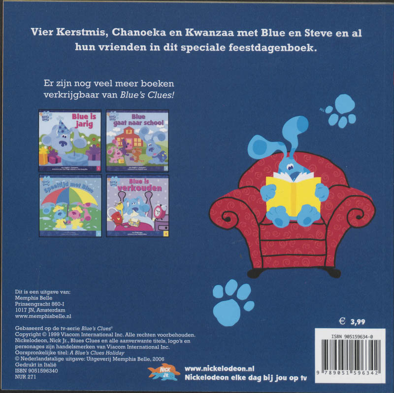 Achterkant van Fijne feestdagen met Blue