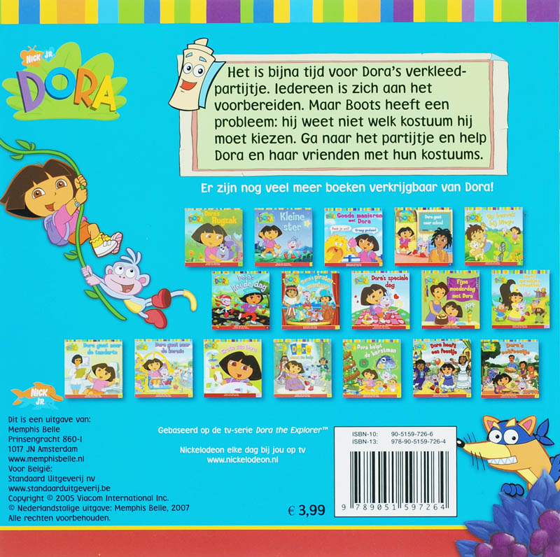 Achterkant van Dora's verkleedpartijtje