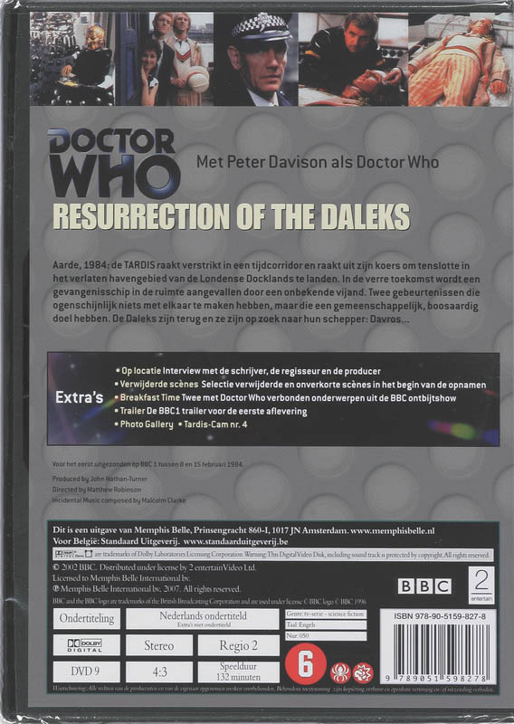 Achterkant van Resurrection of the Daleks