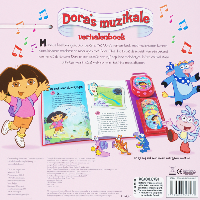 Achterkant van Dora's muzikale verhalenboek