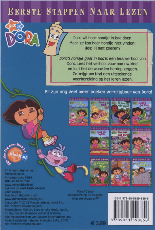 Achterkant van Dora's hondje gaat bad