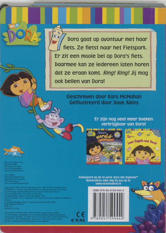 Achterkant van Dora gaat fietsen