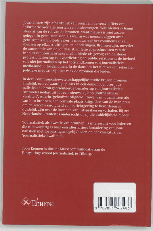 Achterkant van Journalistiek als kwestie van bronnen