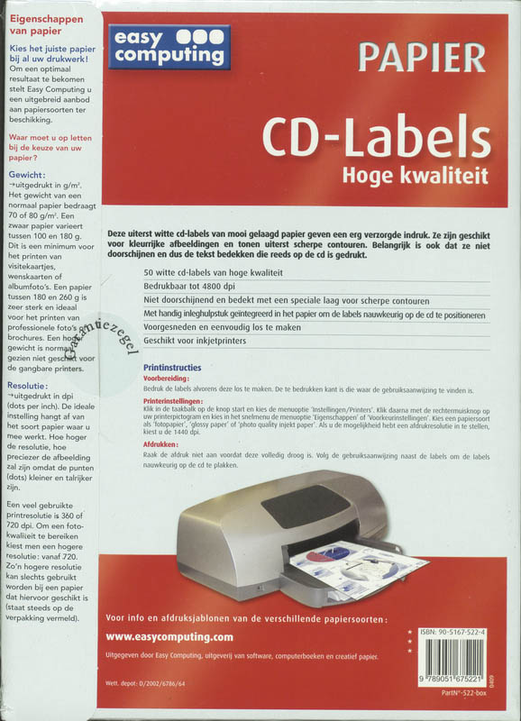 Achterkant van CD Labels hoge kwaliteit 1440 dpi