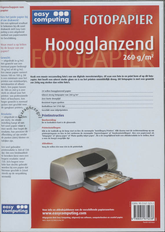 Achterkant van Fotopapier hoogglanzend - 254 g/m2