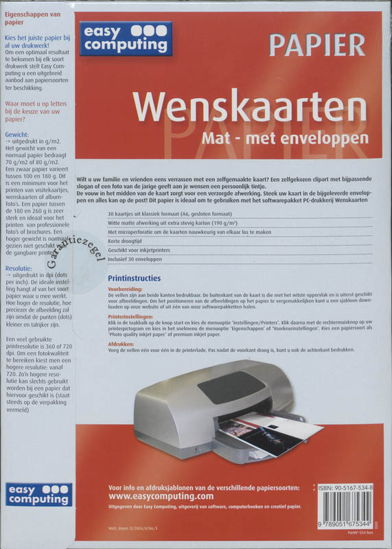 Achterkant van Wenskaarten - mat met enveloppen