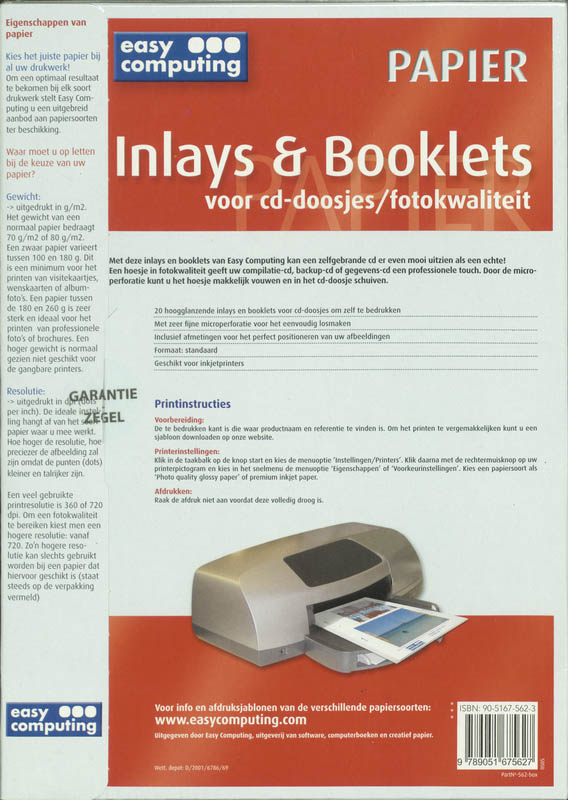 Achterkant van Inlays & Booklets - 20 stuks fotokwaliteit