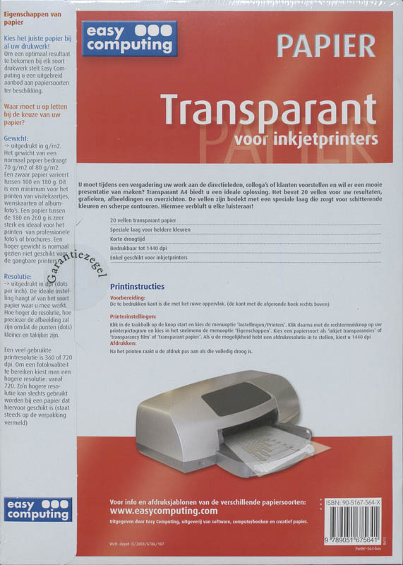Achterkant van Transparant A4 - 20 vellen