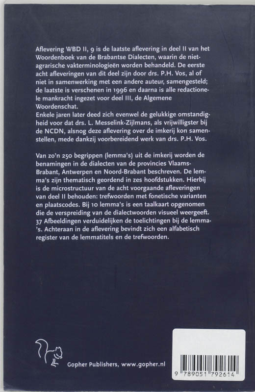 Achterkant van aflevering 9 vaktaal van de imker