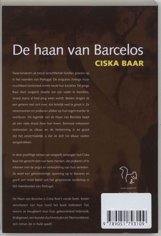 Achterkant van De haan van Barcelos