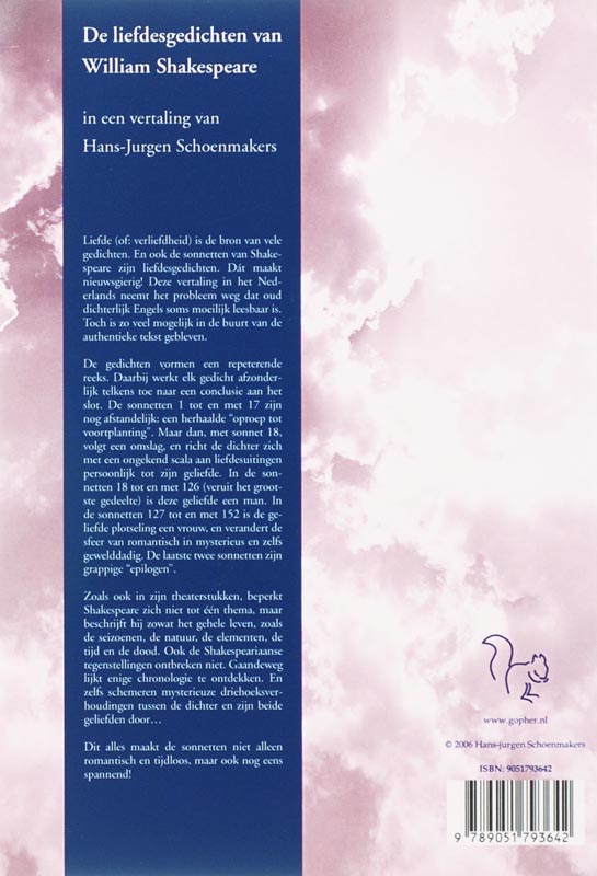 Achterkant van De liefdesgedichten