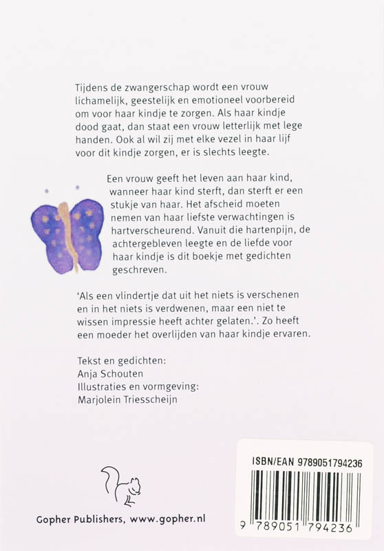 Achterkant van Dag lieve kleine vlinder