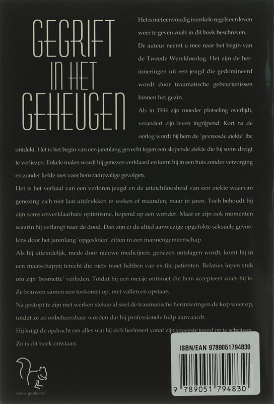Achterkant van Gegrift in het geheugen