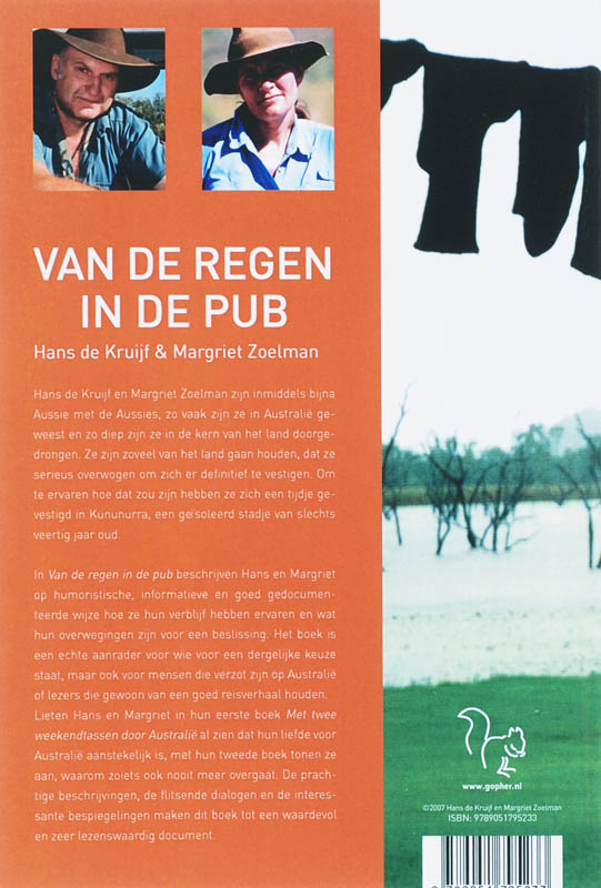 Achterkant van Van de regen in de pub