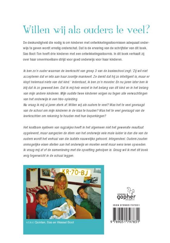 Achterkant van Willen wij als ouders te veel?