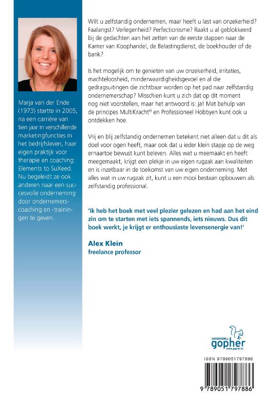 Achterkant van Vrij en blij zelfstandig ondernemen