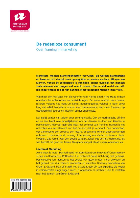 Achterkant van De redenloze consument