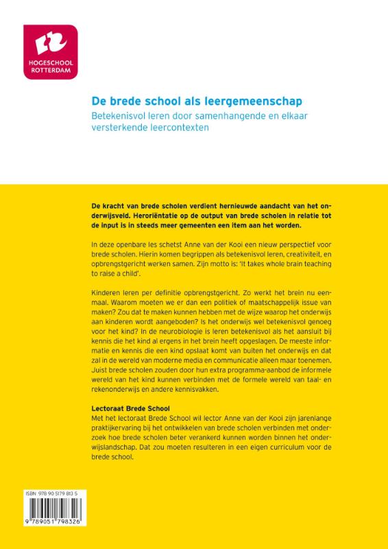 Achterkant van De brede school als leergemeenschap
