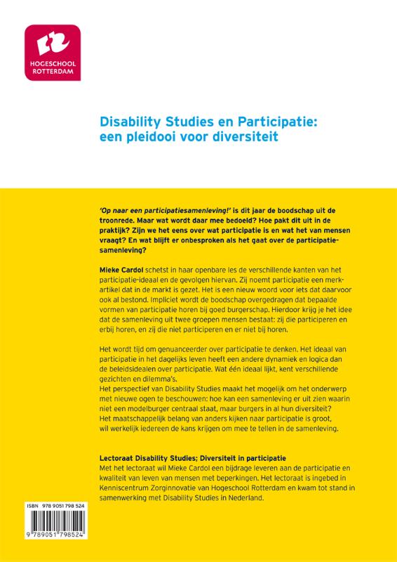 Achterkant van Disability studies en participatie