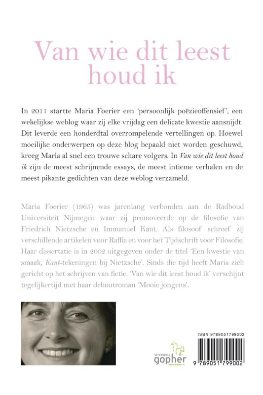 Achterkant van Van wie dit leest houd ik