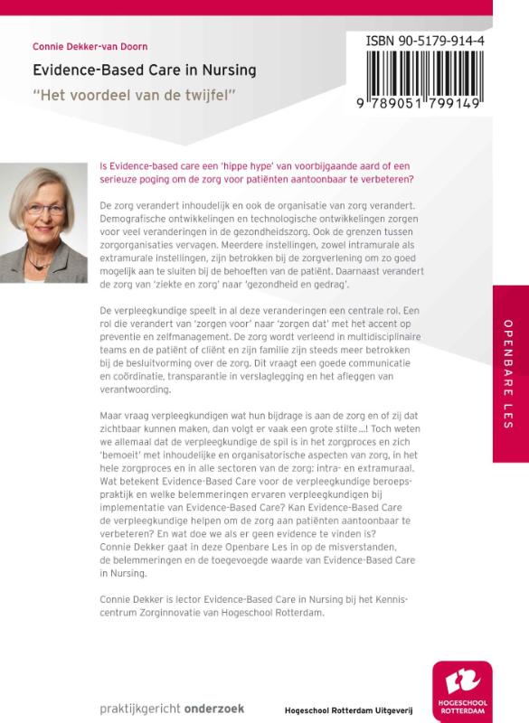Achterkant van Evidence-Based care in nursing
