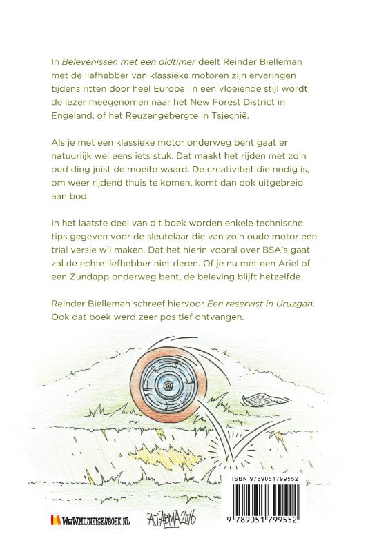 Achterkant van Belevenissen met een oldtimer