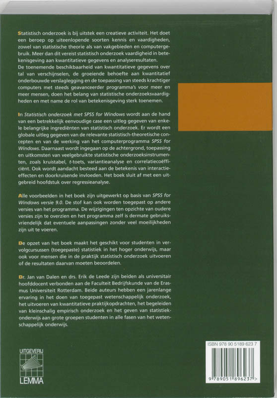 Achterkant van Statistisch onderzoek met SPSS for Windows
