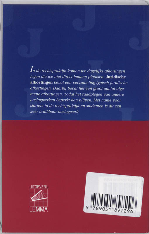 Achterkant van Juridische afkortingen