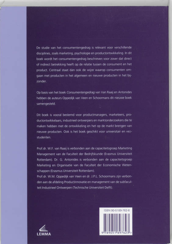 Achterkant van Product en consument