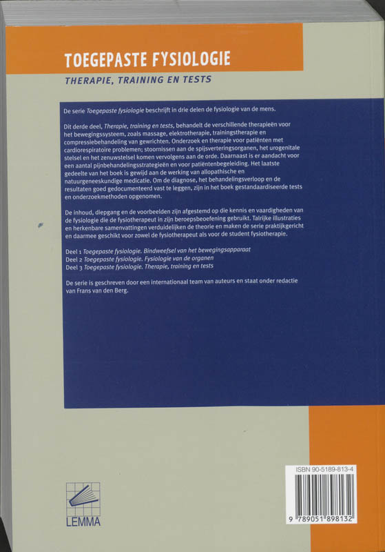 Achterkant van 3 Therapie, training, tests