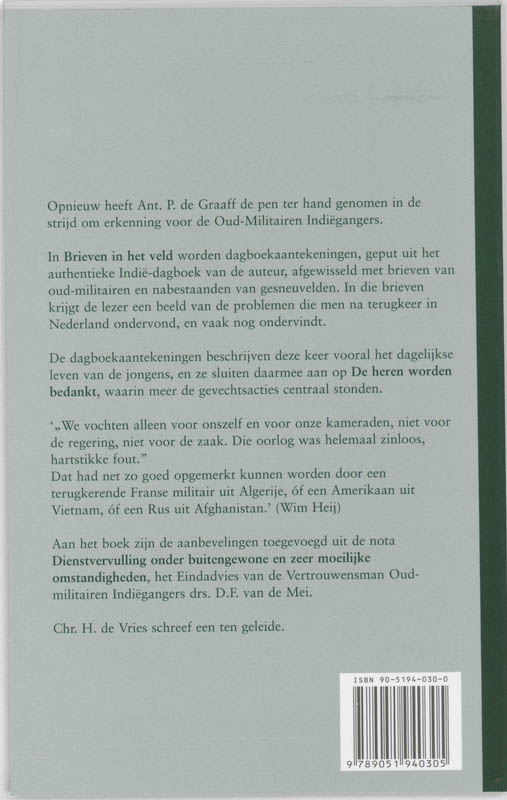 Achterkant van Brieven uit het veld