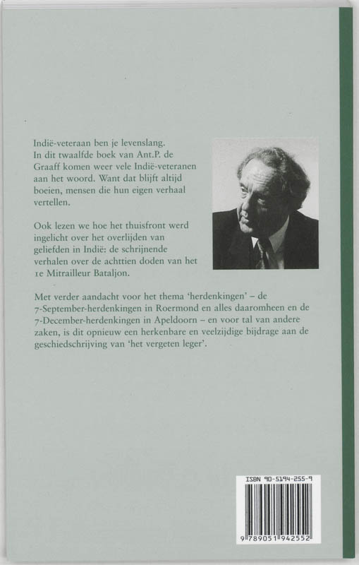 Achterkant van Indie-veteraan ben je levenslang