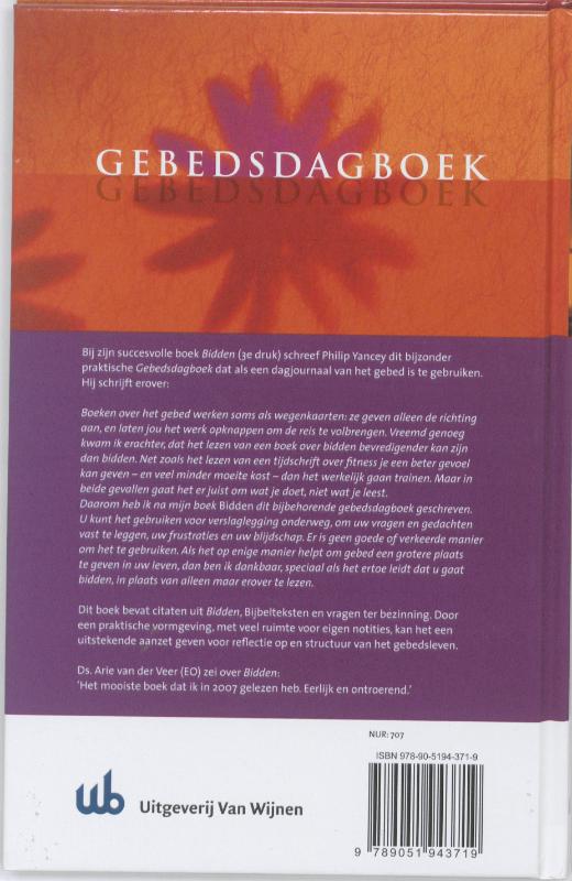 Achterkant van Gebedsdagboek