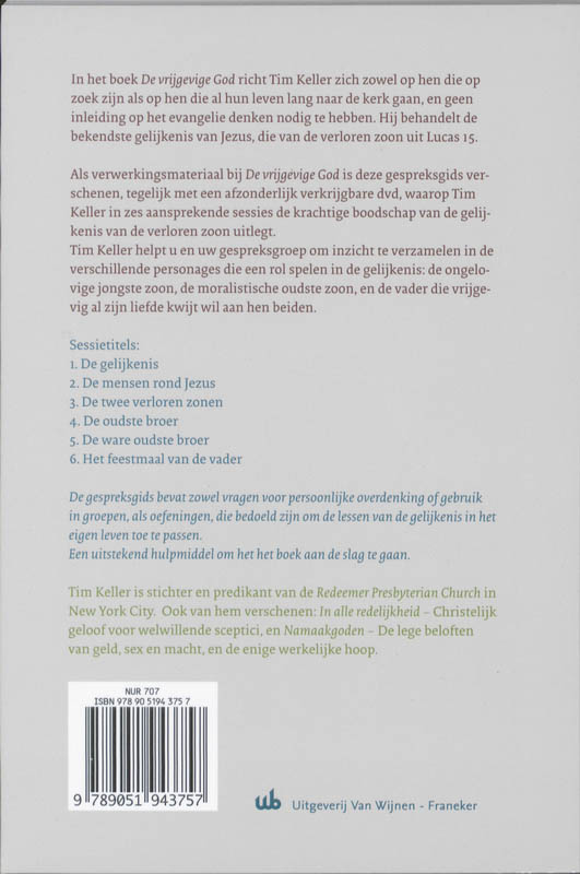 Achterkant van De vrijgevige God gespreksgids