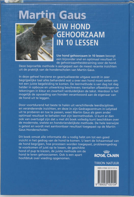 Achterkant van Uw hond gehoorzaam in 10 lessen