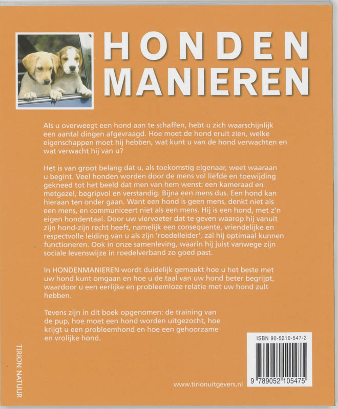 Achterkant van Hondenmanieren