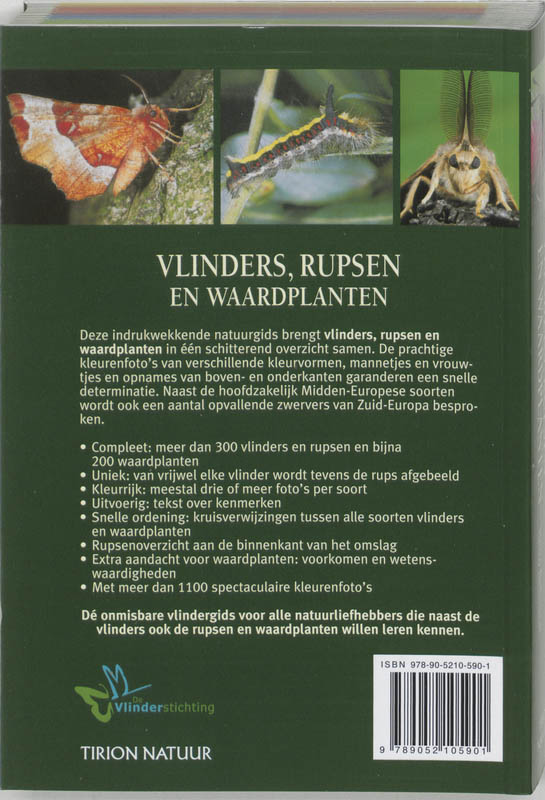 Achterkant van Gids van vlinders, rupsen en waardplanten