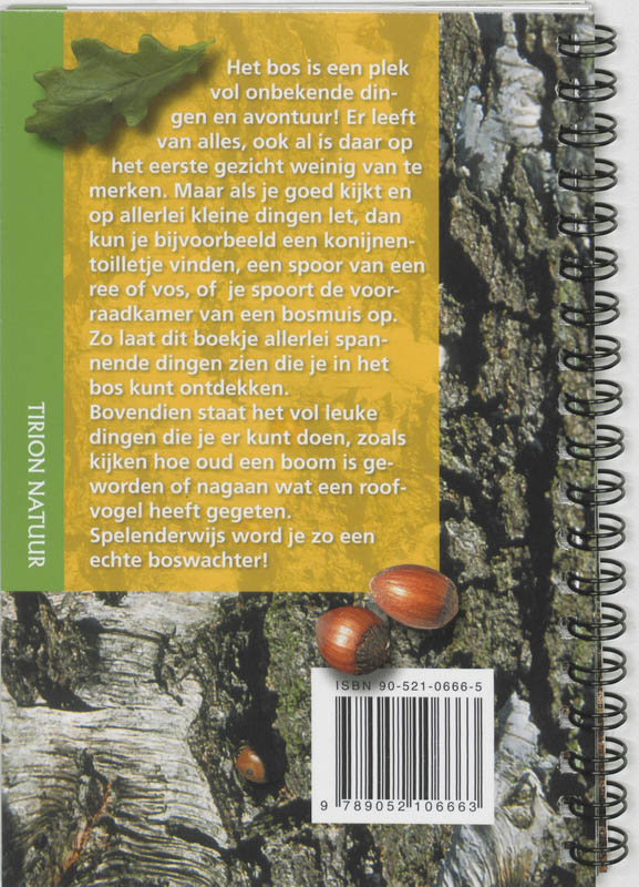 Achterkant van Speurboekje voor de jonge boswachter