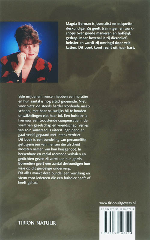 Achterkant van Afscheid van mijn huisdier