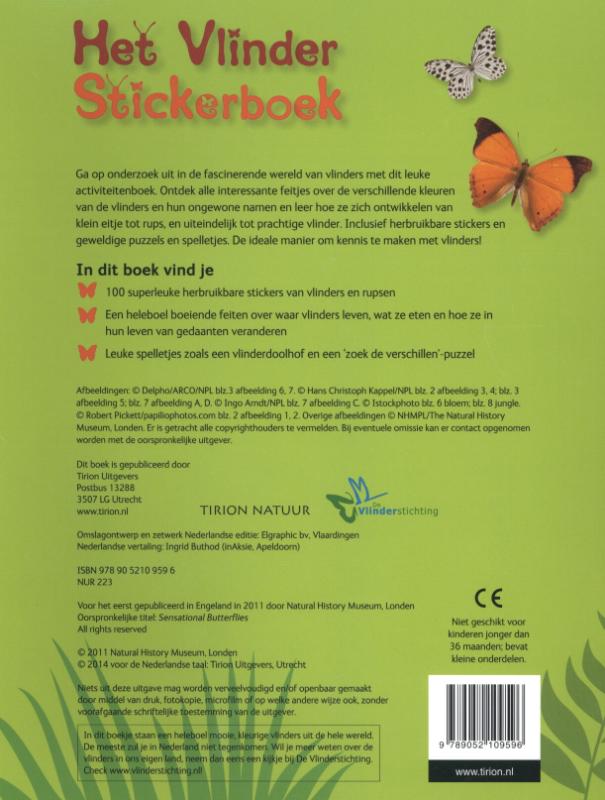 Achterkant van Het vlinder stickerboek