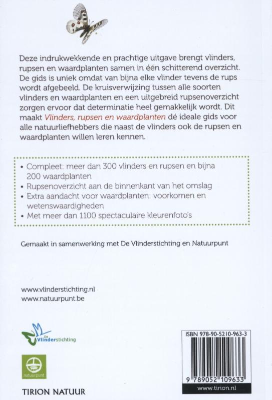 Achterkant van Vlinders, rupsen en waardplanten