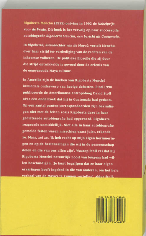 Achterkant van Rigoberta, kleindochter van de Maya's
